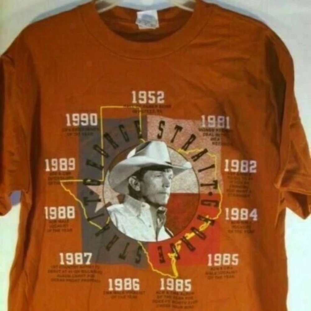 Vtg 1990's GEORGE STRAIT "THE FACTS" T SHIRT ADULT MENS MEDIUM RUST BROWN NEW